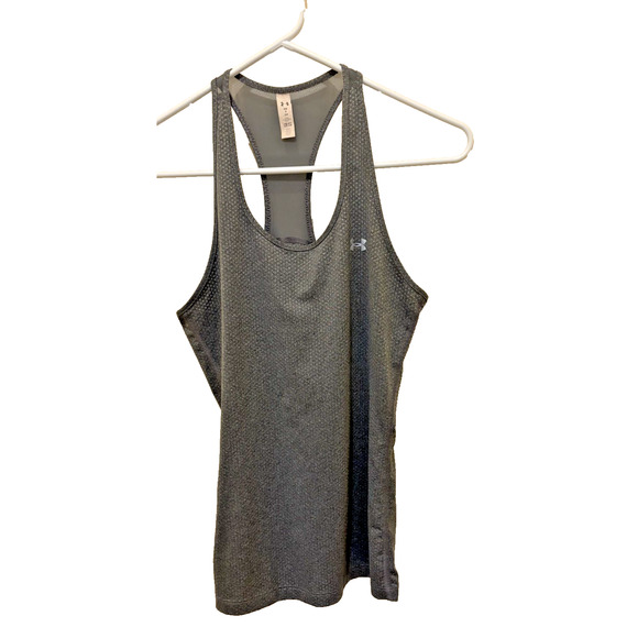 Under Armour Fitted HeatGear Racerback Tank Top - Size Small, Gray - Picture 1 of 5